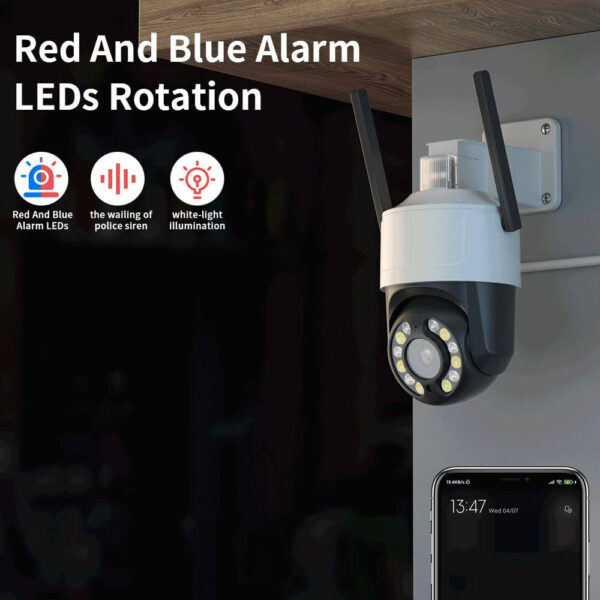 Customize factory 4g wifi flash light alart PTZ security camera